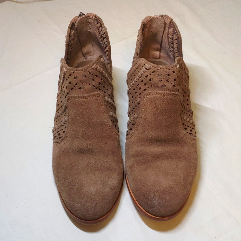 Vince Camuto Suede Booties With Laser Cut Outs size 6